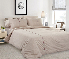 Однотонное постельное белье с простыней на резинке «Цикорий», меланж (Евро) фото