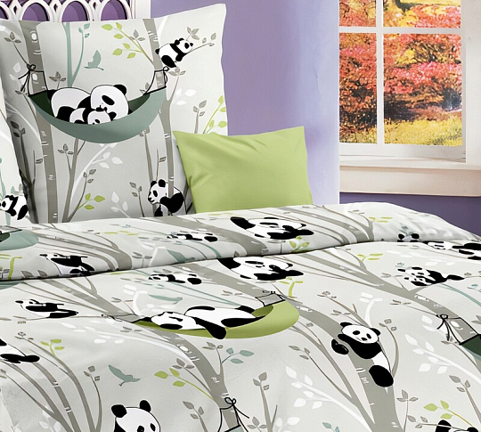 Детское постельное белье «Веселые панды 1», Бязь (1,5 спальное) фото