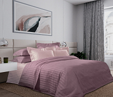 Комплект постельного белья Чизкейк, страйп-сатин, 2-спальное с европростыней фото