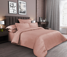 Однотонное постельное белье «Розовый кварц», сатин (Евро) фото