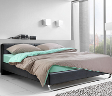 Однотонное постельное белье с простыней на резинке 160х200 Мятный капучино, трикотаж, Евро стандарт фото