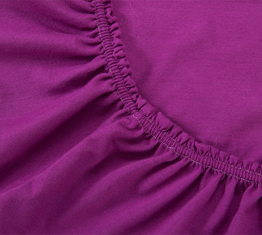 Постельное белье Трикотажная простынь на резинке 160х200 Фиолетовая, 100% хлопок фото