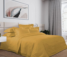 Однотонное постельное белье Лимонный десерт, страйп-сатин, 1.5-спальный фото