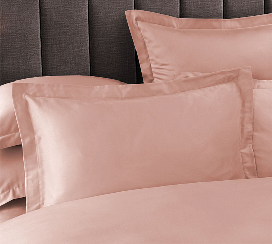 Однотонное постельное белье Розовый кварц, сатин, Евро фото