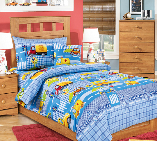 Детское постельное белье в кроватку 120х60, Машинки 1, поплин, Ясельный фото