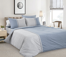 Однотонное постельное белье с простыней на резинке «Анчан», меланж (1.5-спальный) фото