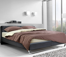 Однотонное постельное белье с простыней на резинке «Кофейный крем», трикотаж (2 спальный) фото