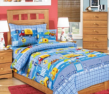 Детское постельное белье в кроватку 120х60 Машинки 1, бязь, Ясельный фото