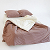 Однотонное постельное белье с простыней на резинке 160х200 Кофейный крем, трикотаж, 2-спальное фото