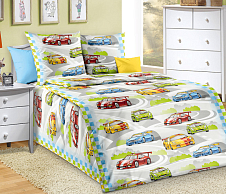 Детское постельное белье в кроватку 120х60 Гонки 1, перкаль, Ясельное фото