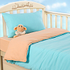 Детское однотонное постельное белье в кроватку 120х60 с простыней на резинке 60x120 Летний закат, кулирка, Ясельный фото