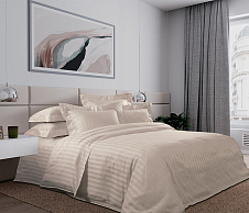 Комплект постельного белья Крем-брюле, Страйп-сатин, 2-спальное с евро простыней фото