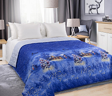 Постельное белье Стеганое покрывало на кровать «Сказка о зиме 1», перкаль (180х210) фото