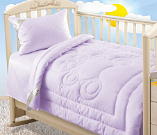 Постельное белье Одеяло детское 110х140 в кроватку для новорожденных, Лебяжий пух, всесезонное 300 г, сатин лавандовый фото