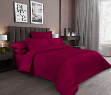 Однотонное постельное белье Гранат, Сатин, Евро стандарт, 4 наволочки 70х70 и 50х70 фото