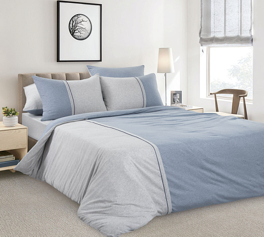 Комплект постельного белья без простыни Анчан, 1.5-спальный, трикотаж, меланж фото