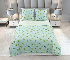 Постельное белье с одеялом Авокадо, перкаль, 2-спальное с евро простыней фото