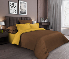 Однотонное постельное белье Янтарь, Сатин, Евро стандарт, 4 наволочки 70х70 и 50х70 фото