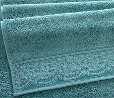 Постельное белье Махровое полотенце для рук и лица 50х90, Ажур зеленый чай  фото