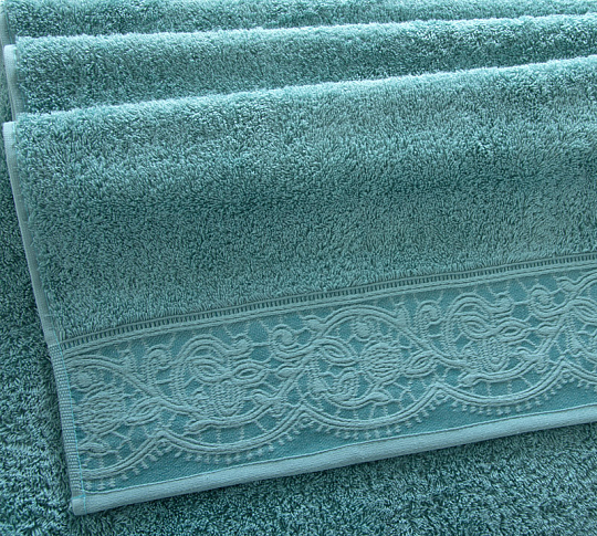 Постельное белье Махровое полотенце для рук и лица 50х90, Ажур зеленый чай  фото