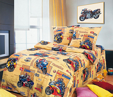 Детское постельное белье «Мото-спорт 1», бязь (1,5 спальный) фото