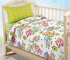 Детское постельное белье в кроватку 120х60 Совята 1, поплин, Ясельный фото