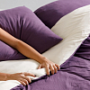 Однотонное постельное белье с простыней на резинке 140x200 Спелый баклажан, трикотаж, 1.5-спальное фото