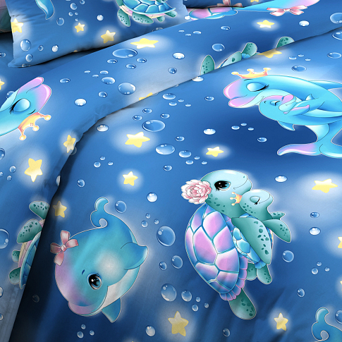 Детское постельное белье Океан 1, перкаль, 1,5 спальное фото