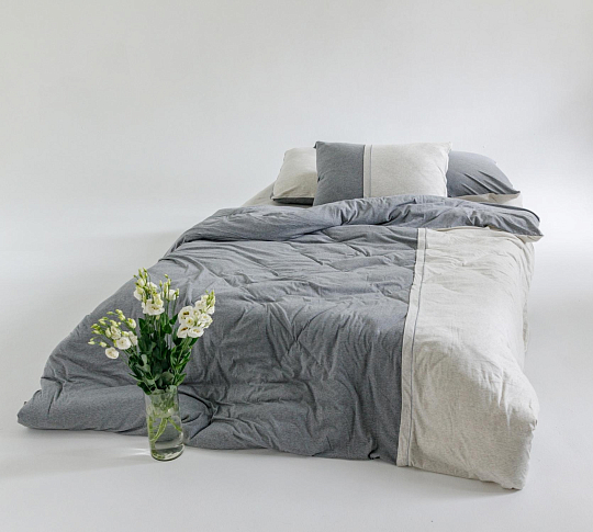 Комплект постельного белья без простыни Пуэр, Евро-макси, трикотаж, меланж фото