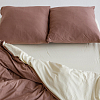 Однотонное постельное белье с простыней на резинке 180x200 Кофейный крем, трикотаж, Евро стандарт фото