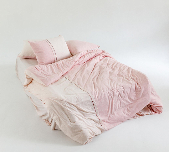 Комплект постельного белья с простыней на резинке 160х200 Ягодный, меланж, 2-спальный фото